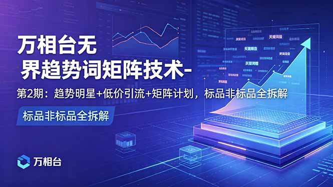 万相台无界趋势词矩阵技术-第2期:趋势明星+低价引流+矩阵计划,标品非标品全拆解-泱泱学习社