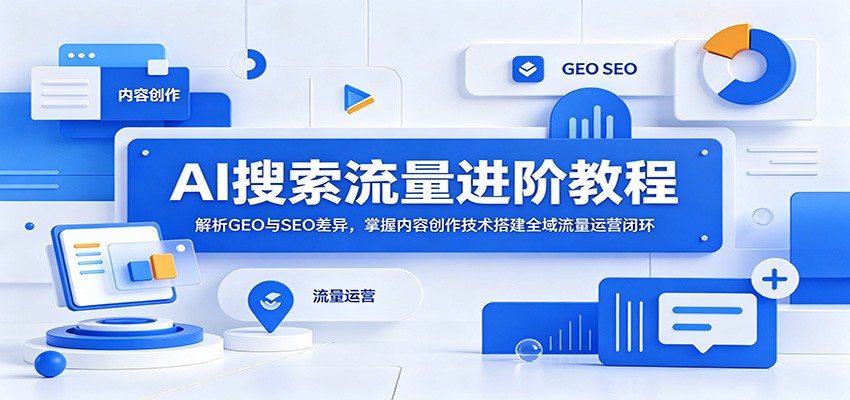 AI搜索流量进阶教程：解析GEO与SEO差异，掌握内容创作技术搭建全域流量运营闭环-泱泱学习社