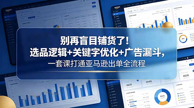 别再盲目铺货了！选品逻辑+关键字优化+广告漏斗，一套课打通亚马逊出单全流程-泱泱学习社