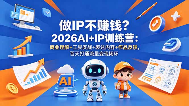 做IP不赚钱?2026AI+IP训练营:商业理解+工具实战+表达内容+作品反馈,百天打通流量变现闭环-泱泱学习社