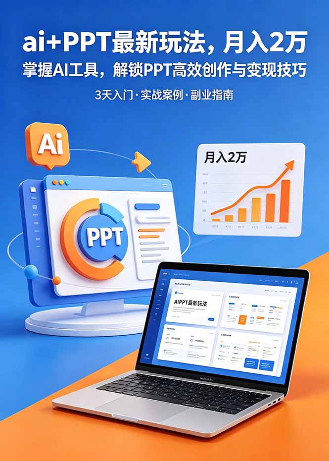 ai+PPT最新玩法,月入2万掌握AI工具,解锁PPT高效创作与变现技巧3天入门,实战案例·副业指南-泱泱学习社