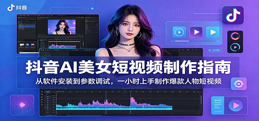 抖音AI美女短视频制作指南：从软件安装到参数调试，一小时上手制作爆款人物短视频-泱泱学习社