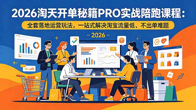 2026淘天开单秘籍PRO实战陪跑课程:全套落地运营玩法,一站式解决淘宝流量低、不出单难题-泱泱学习社