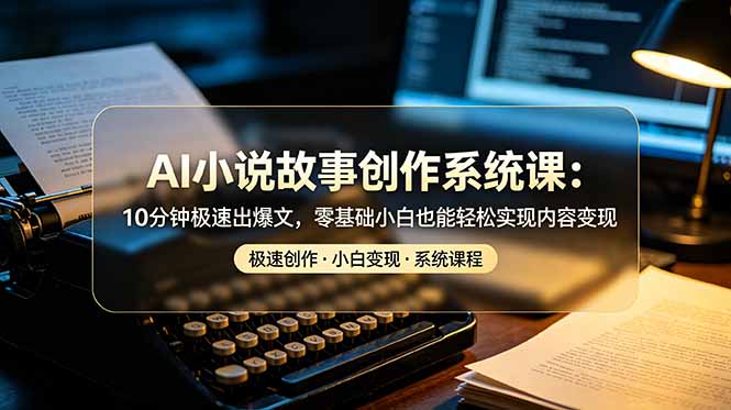 AI小说故事创作系统课：10分钟极速出爆文，零基础小白也能轻松实现内容变现-泱泱学习社