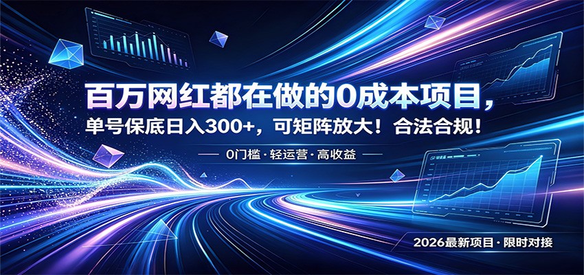 百万网红都在做的0成本项目，单号保底日入300+，可矩阵放大！合法合规！-泱泱学习社