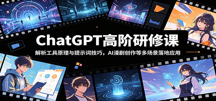 ChatGPT高阶研修课:解析工具原理与提示词技巧,AI漫剧创作等多场景落地应用-泱泱学习社