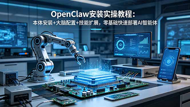 OpenClaw安装实操教程:本体安装+大脑配置+技能扩展,零基础快速部署AI智能体-泱泱学习社