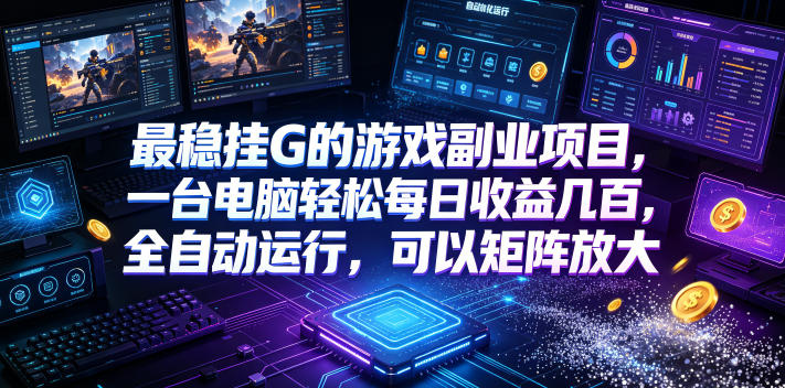最稳挂G的游戏副业项目，一台电脑轻松每日收益几百，全自动运行，可以矩阵放大【揭秘】-泱泱学习社