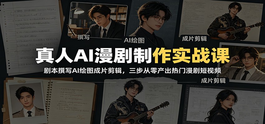 真人AI漫剧制作实战课：剧本撰写AI绘图成片剪辑，三步从零产出热门漫剧短视频-泱泱学习社