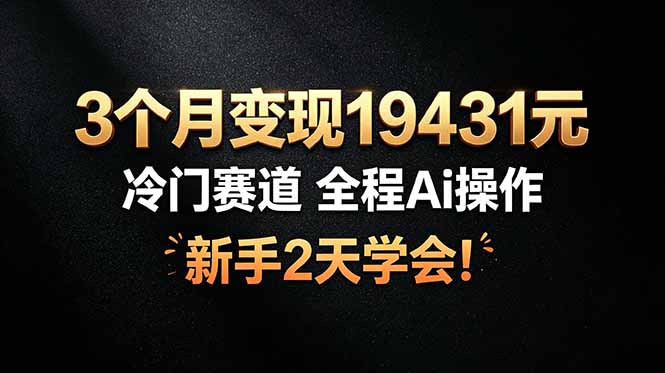 3个月变现19431元，冷门赛道 全程Ai操作，新手2天学会！-泱泱学习社