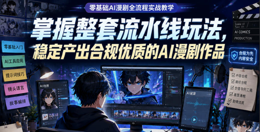 零基础AI漫剧全流程实战教学，掌握整套流水线玩法，稳定产出合规优质的AI漫剧作品-泱泱学习社