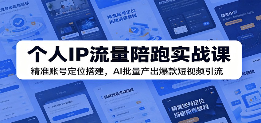 个人IP流量陪跑实战课:精准账号定位搭建,AI批量产出爆款短视频引流-泱泱学习社