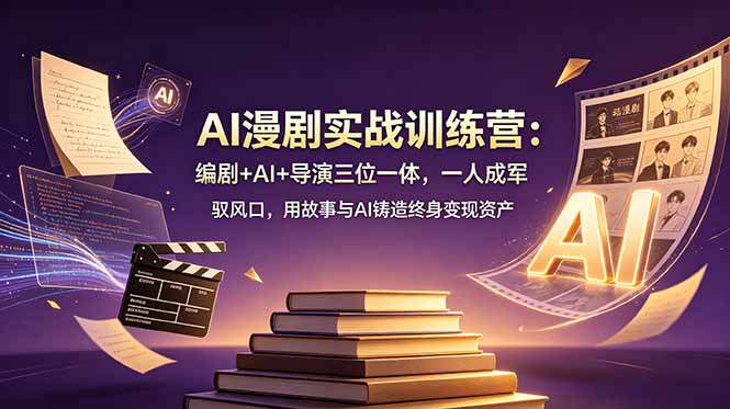 AI漫剧实战训练营：编剧+AI+导演三位一体，一人成军 驭风口，用故事与AI铸造终身变现资产-泱泱学习社