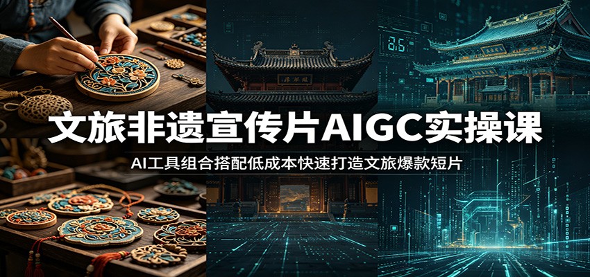文旅非遗宣传片AIGC实操课:AI工具组合搭配低成本快速打造文旅爆款短片-泱泱学习社