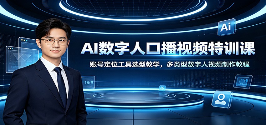 AI数字人口播视频特训课：账号定位工具选型教学，多类型数字人视频制作教程-泱泱学习社