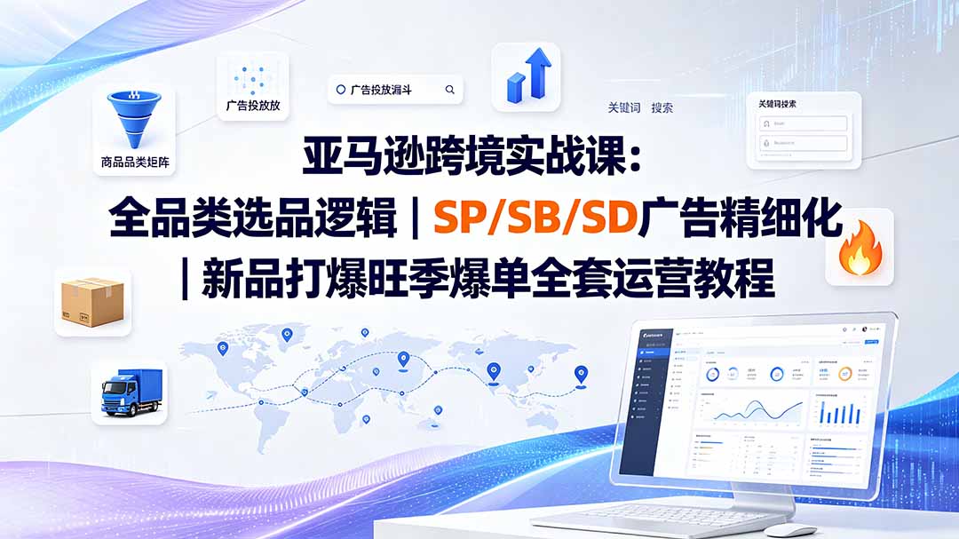 亚马逊跨境实战课-更新：全品类选品逻辑｜SP/SB/SD广告精细化｜新品打爆旺季爆单全套运营教程-泱泱学习社