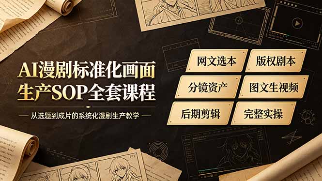 AI漫剧标准化画面生产SOP全套课程-更新,网文选本版权剧本分镜资产全覆盖,图文生视频后期剪辑完整实操教学-泱泱学习社