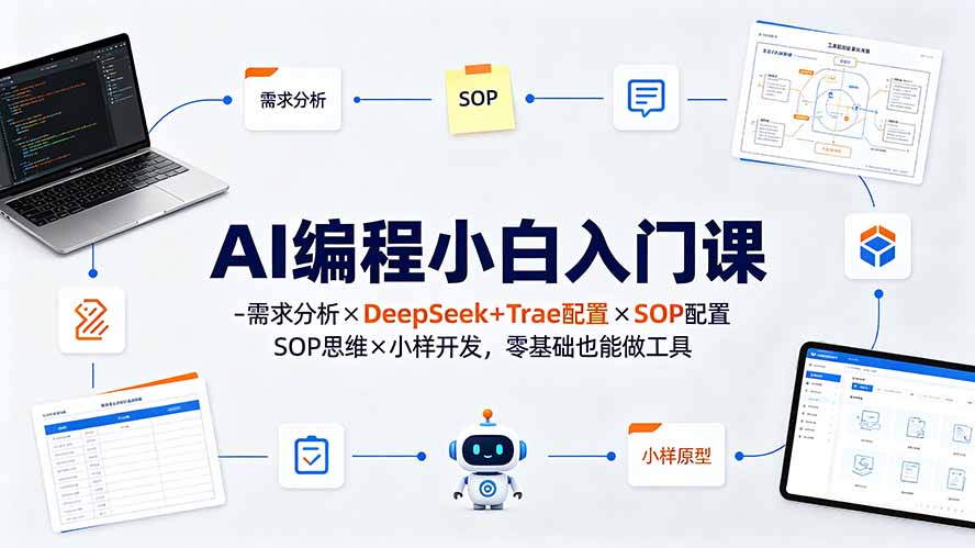 AI编程小白入门课-需求分析×DeepSeek+Trae配置×SOP思维×小样开发,零基础也能做工具-泱泱学习社