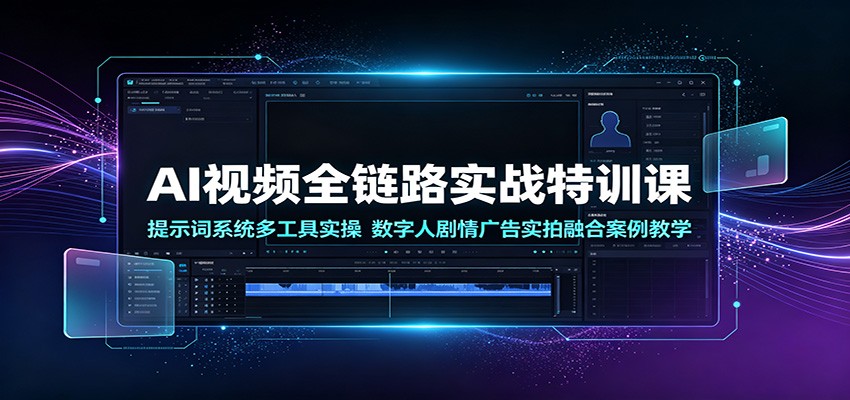 AI视频全链路实战特训课:提示词系统多工具实操,数字人剧情广告实拍融合案例教学-泱泱学习社