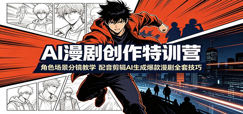 AI漫剧创作特训营:角色场景分镜教学,配音剪辑AI生成爆款漫剧全套技巧-泱泱学习社