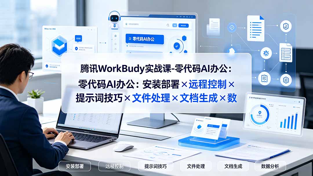 腾讯WorkBuddy实战课-零代码AI办公:安装部署×远程控制×提示词技巧×文件处理×文档生成×数据分析-泱泱学习社