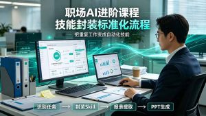 职场AI进阶课程；多类实用Skill工具实操，专属技能封装标准化流程，报表行业报告一键提取核心内容-泱泱学习社