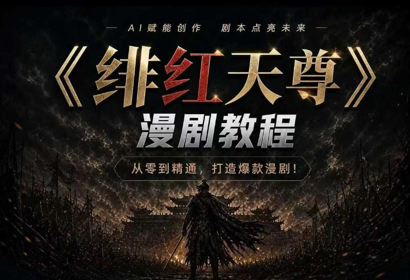 绯红天尊AI漫剧系统教程｜从零入门到精通，工具运用+剧本创作+爆款逻辑+提示词素材+镜头剪辑，全套爆款漫剧落地实战课-泱泱学习社