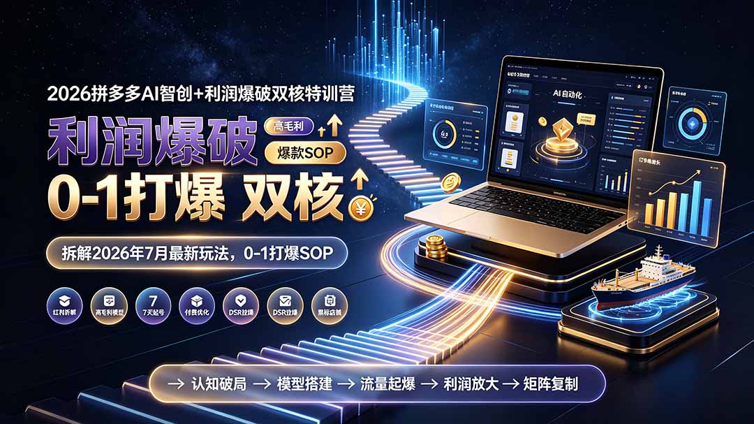 2026拼多多AI智创+利润爆破双核特训营-拆解2026年7月最新玩法，0-1打爆SOP-泱泱学习社