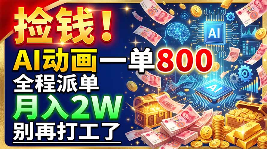 捡钱!AI动画一单800,全程派单,月入2W,别再打工了-泱泱学习社