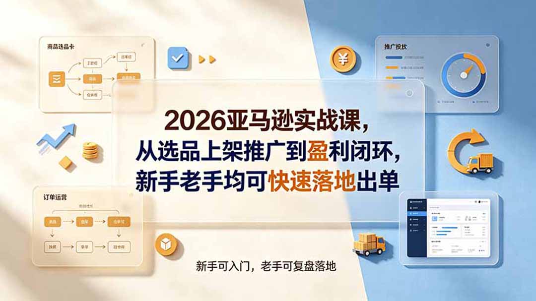 2026亚马逊实战课,从选品上架推广到盈利闭环,新手老手均可快速落地出单-泱泱学习社