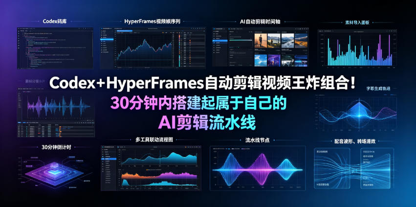 Codex+HyperFrames自动剪辑视频王炸组合!30分钟内搭建起属于自己的AI剪辑流水线(完整版实操教程手册)-泱泱学习社
