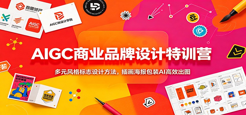 AIGC商业品牌设计特训营：多元风格标志设计方法，插画海报包装AI高效出图-泱泱学习社
