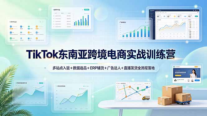 TikTok东南亚跨境电商实战训练营:多站点入驻+数据选品+ERP铺货+广告达人+直播发货全流程落地-泱泱学习社