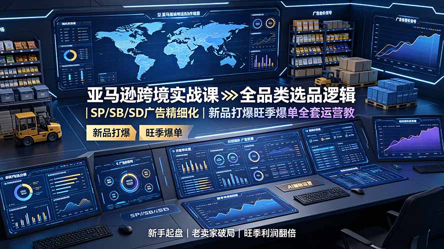 亚马逊跨境实战课:全品类选品逻辑|SP/SB/SD广告精细化|新品打爆旺季爆单全套运营教程-泱泱学习社