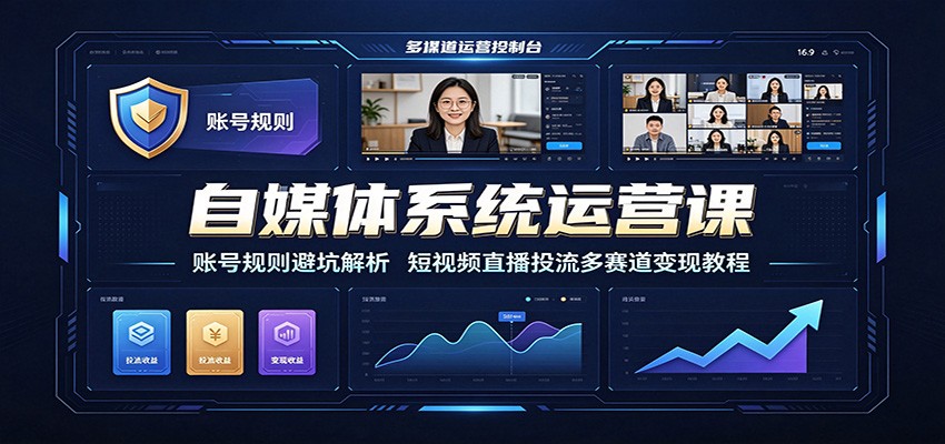 自媒体系统运营课:账号规则避坑解析,短视频直播投流多赛道变现教程-泱泱学习社