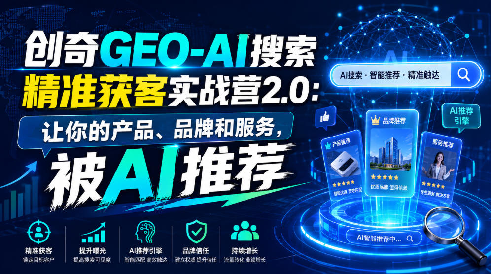 创奇GEO-AI搜索精准获客实战营2.0：让你的产品、品牌和服务，被AI推荐-泱泱学习社