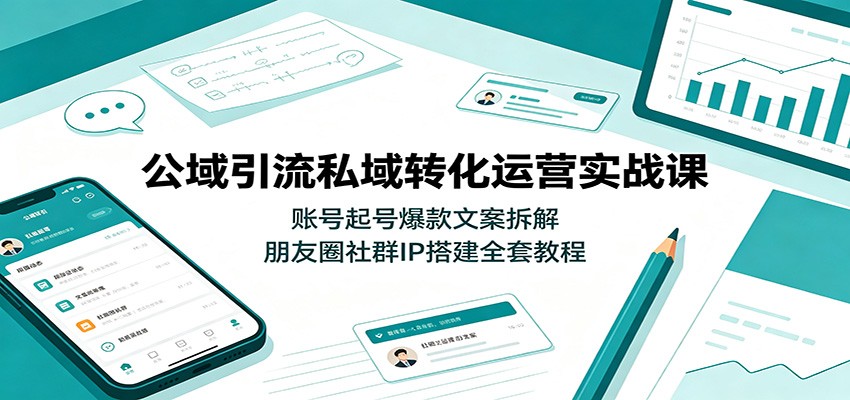 公域引流私域转化运营实战课:账号起号爆款文案拆解,朋友圈社群IP搭建全套教程-泱泱学习社