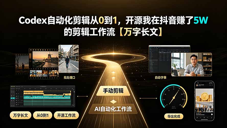 Codex自动化剪辑从0到1，开源我在抖音赚了5W 的剪辑工作流【万字长文】-泱泱学习社