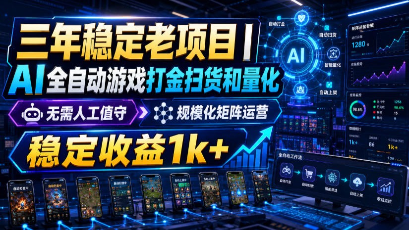 稳定三年的海外游戏全自动搬砖玩法，日入千元，无脑操作！-泱泱学习社