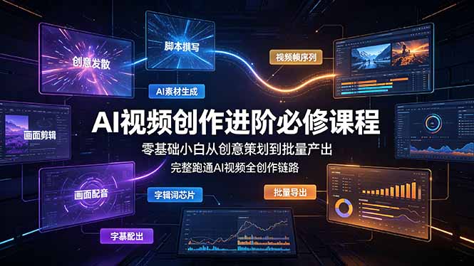 AI视频创作进阶必修课程:零基础小白从创意策划到批量产出,完整跑通AI视频全创作链路-泱泱学习社