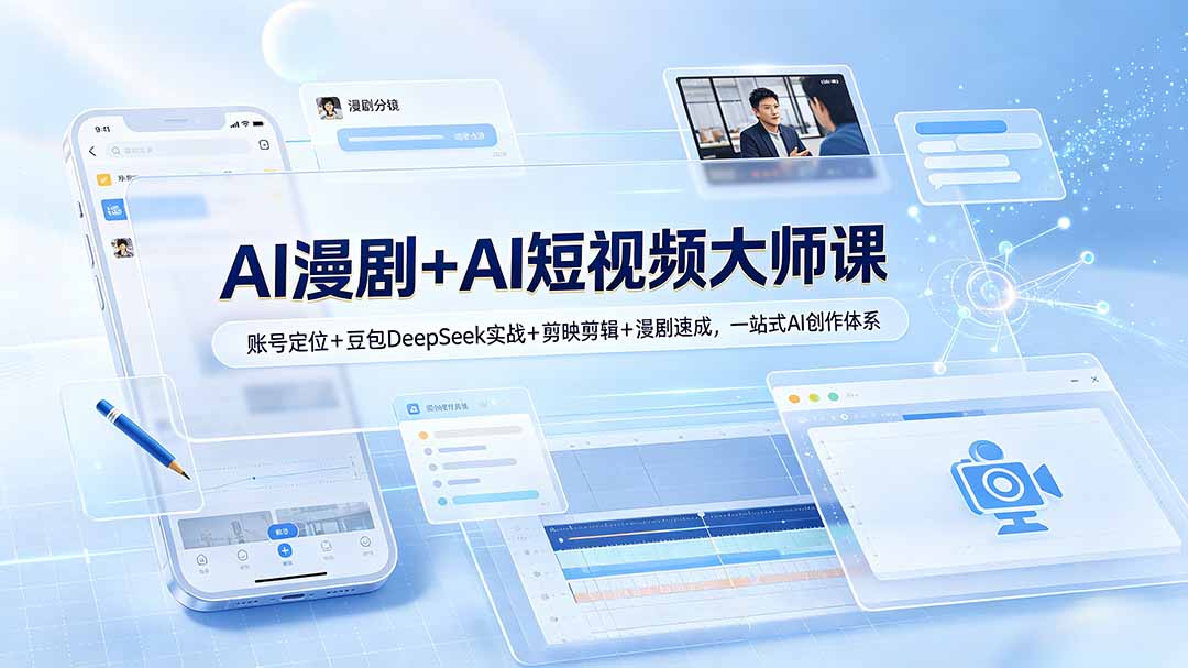 AI漫剧+AI短视频大师课:账号定位+豆包DeepSeek实战+剪映剪辑+漫剧速成,一站式AI创作体系-泱泱学习社