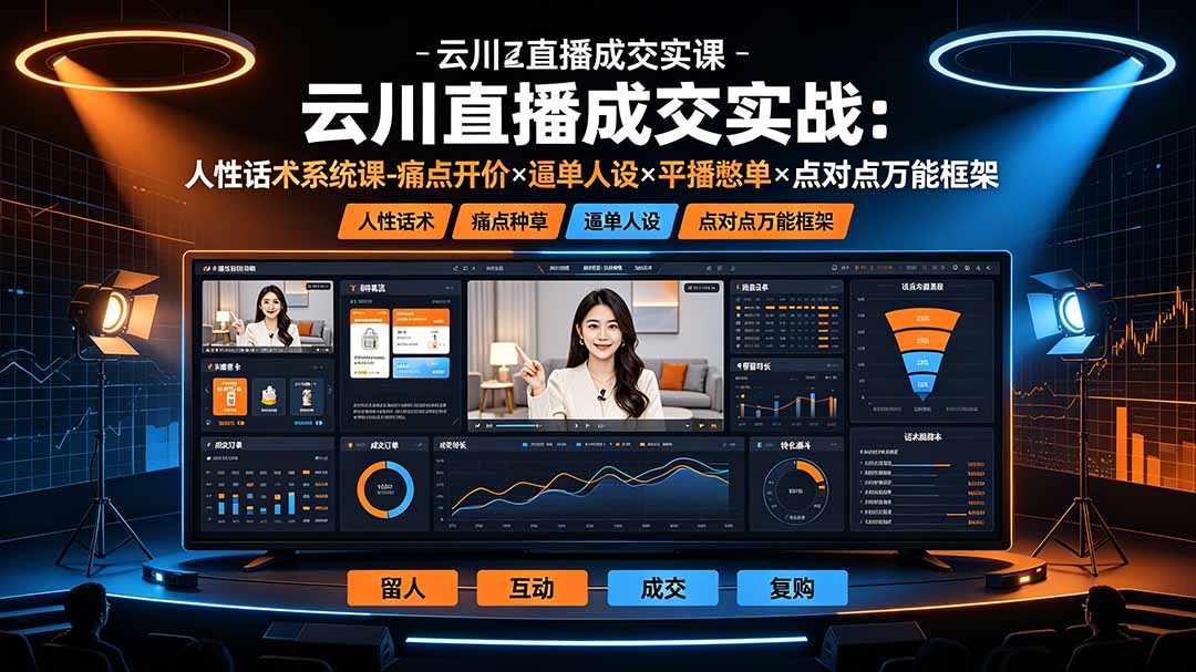云川直播成交实战：人性话术系统课-痛点种草×塑品开价×逼单人设×平播憋单×点对点万能框架-泱泱学习社