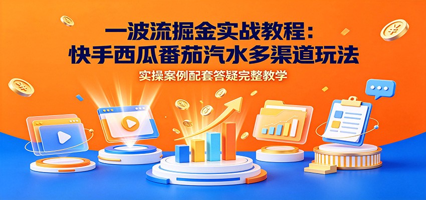 一波流掘金实战教程:快手西瓜番茄汽水多渠道玩法,实操案例配套答疑完整教学-泱泱学习社