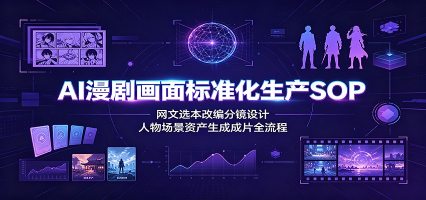 AI漫剧画面标准化生产SOP:网文选本改编分镜设计,人物场景资产生成成片全流程-泱泱学习社