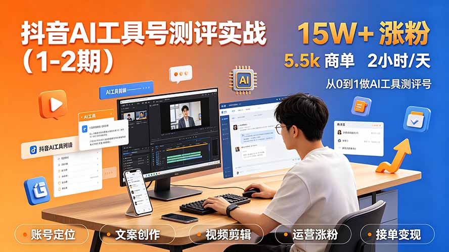 抖音AI工具号测评实战(1-2期-泱泱学习社