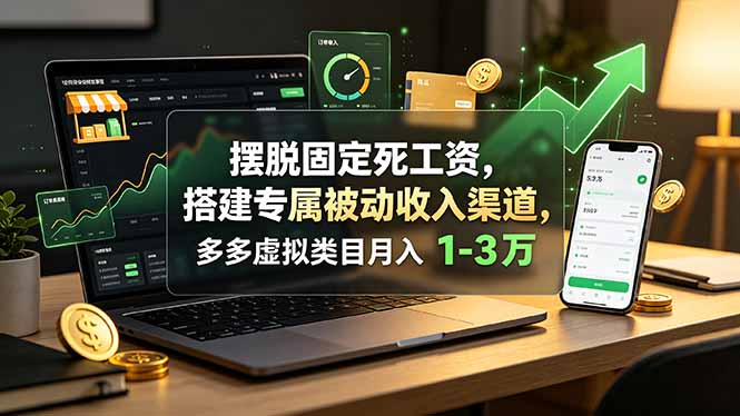 摆脱固定死工资,搭建专属被动收入渠道,多多虚拟类目月入 1-3 万-泱泱学习社