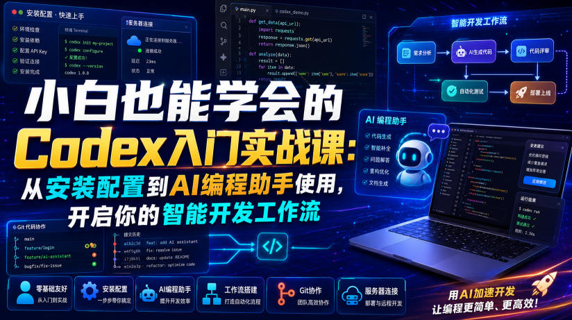小白也能学会的Codex入门实战课：从安装配置到AI编程助手使用，开启你的智能开发工作流-泱泱学习社