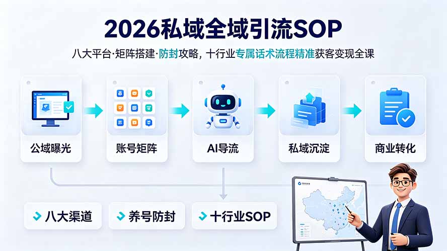 2026私域全域引流SOP｜八大平台·矩阵搭建·防封攻略，十行业专属话术流程精准获客变现全课-泱泱学习社