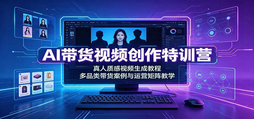AI带货视频创作特训营:真人质感视频生成教程,多品类带货案例与运营矩阵教学-泱泱学习社