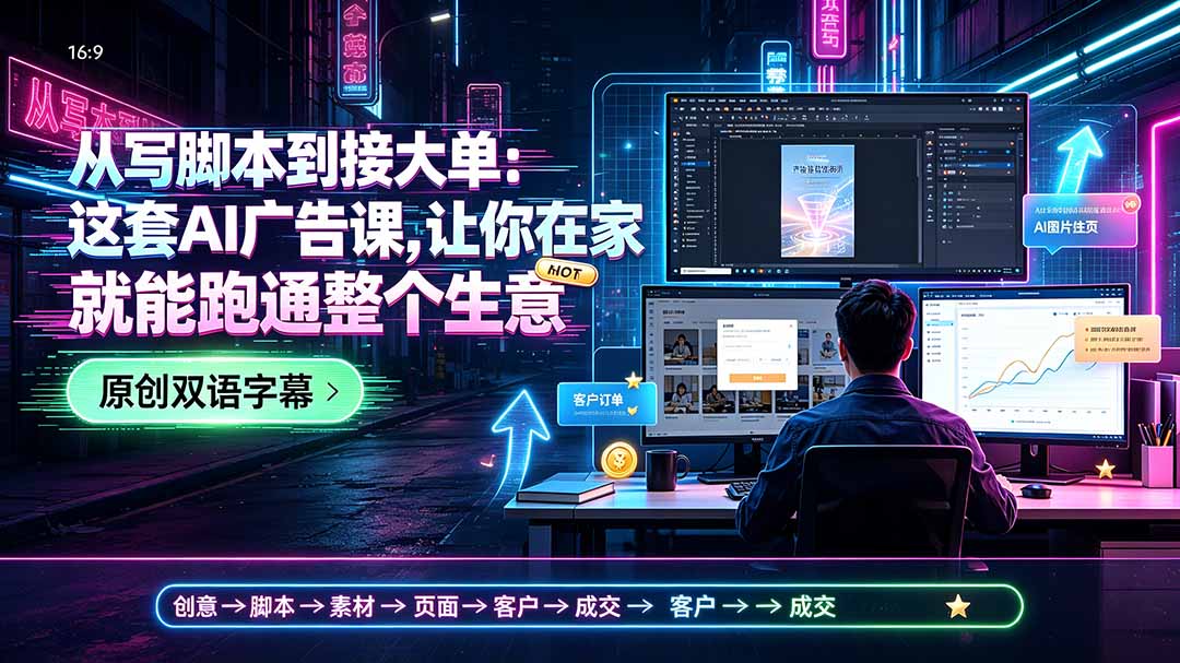 从写脚本到接大单：这套AI广告课，让你在家就能跑通整个生意【原创双语字幕】-泱泱学习社